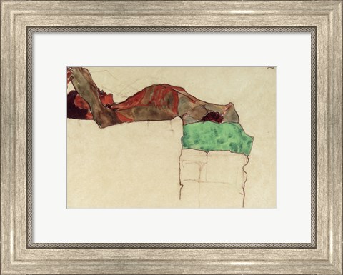 Framed Reclining Male Nude With Green Cloth, 1910 Print