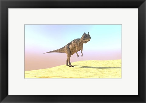 Framed Ceratosaurus Hunting in a Desert Print