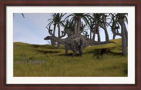 Framed Dicraeosaurus in a Savanna Landscape Print