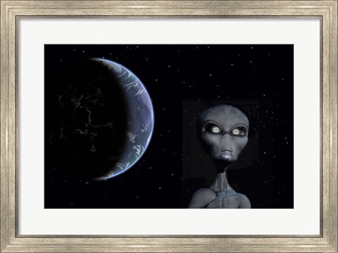 Framed Grey Alien Print