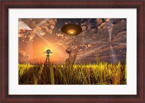 Framed Alien and Spacecraft Print