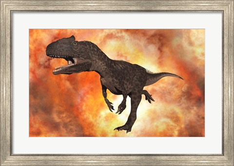 Framed Carnivorous Allosaurus Print