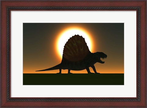 Framed Sail-backed Dimetrodon Print