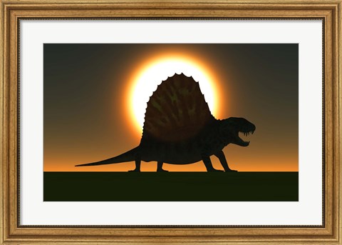 Framed Sail-backed Dimetrodon Print