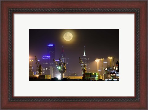 Framed Moonrise over Melbourne, Australia Print