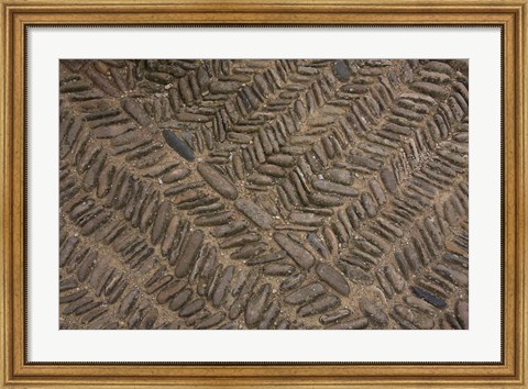 Framed Spain, Navarre, Muruzabal, Cobblestone Pattern Print