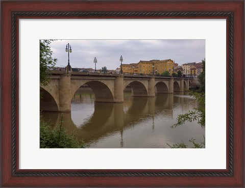 Framed Bridge over Rio Ebro in Logrono, La Rioja, Spain Print