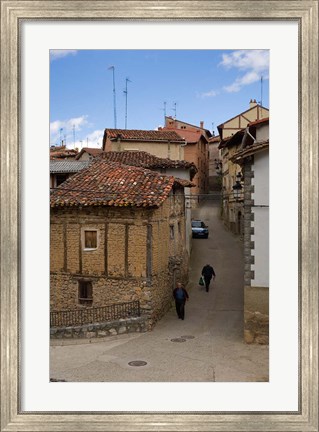 Framed Narrow street, Anguiano, La Rioja, Spain Print