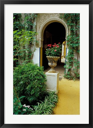 Framed Planter and Arched Entrance to Garden in Casa de Pilatos Palace, Sevilla, Spain Print