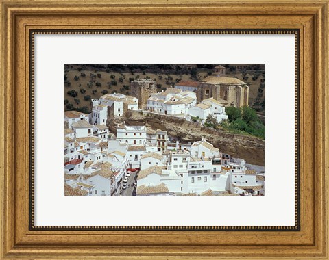 Framed Whitewashed Village with Houses in Cave-like Overhangs, Sentenil, Spain Print