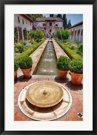 Framed Spain, Granada Patio de la Acequia at Generalife Print