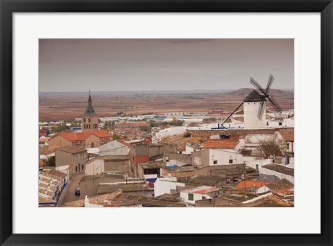 Framed Spain, La Mancha Area, Campo de Criptana Windmills Print