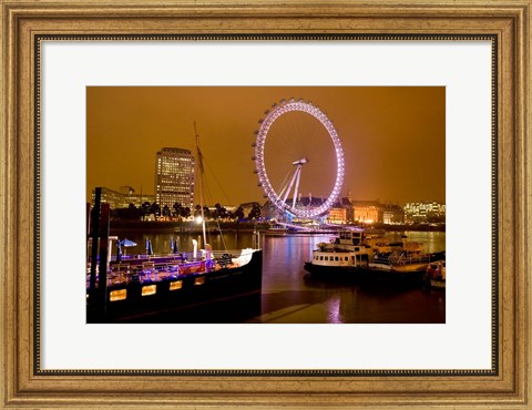 Framed England, London River Thames and London Eye Print