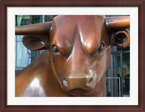 Framed Statue of a Bull, Bull Ring, Birmingham, England Print