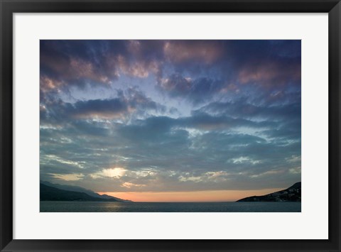 Framed Greece, Aegean Islands, Samos, Vathy Bay Sunset Print