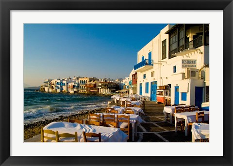 Framed Little Venice, Mykonos, Greece Print