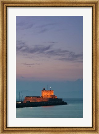 Framed Greece Rhodes, Mandraki, Agios Nikolaos Lighthouse Print