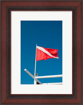 Framed Diving Flag, Mykonos, Cyclades, Greece Print
