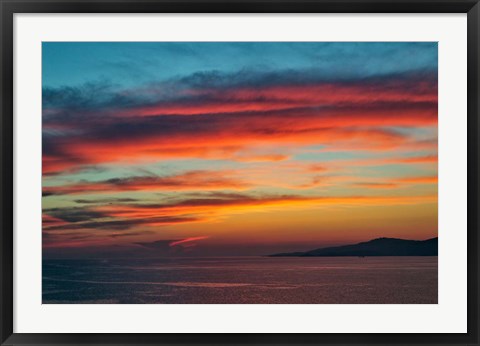 Framed Sunset, Mykonos, Greece Print