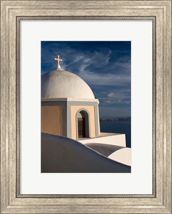 Framed Church Dome Against Sky, Santorini, Greece Print