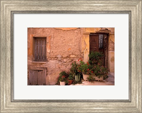 Framed Colorful Architecture on Anafiotika Hill, Athens, Greece Print