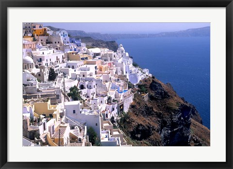 Framed Mountains with Cliffside White Buildings in Santorini, Greece Print