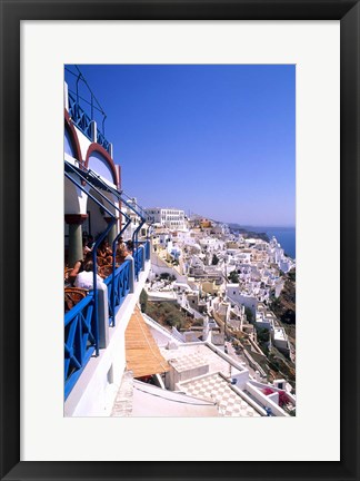 Framed View from Cliffs, Santorini, Greece Print