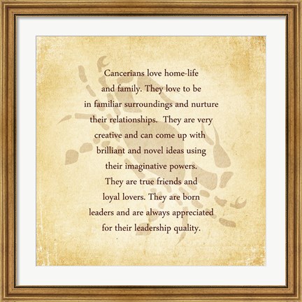 Framed Cancer Character Traits Print