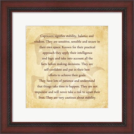 Framed Capricorn Character Traits Print