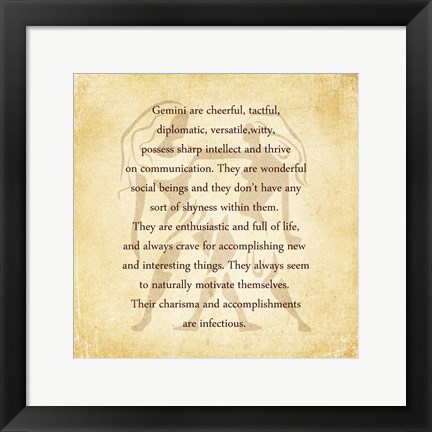 Framed Gemini Character Traits Print