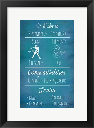 Framed Libra Zodiac Sign Print