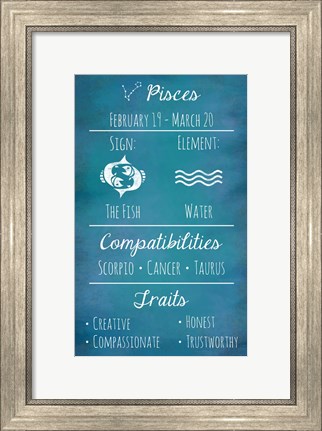 Framed Pisces Zodiac Sign Print