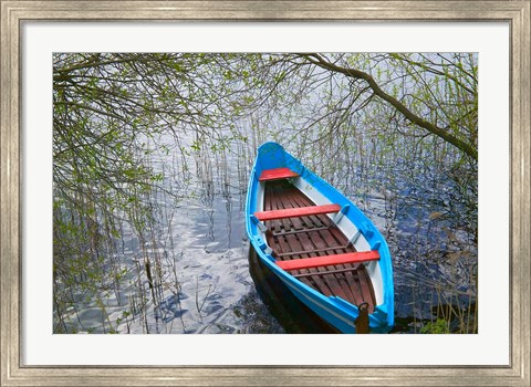 Framed Canoe on Lake, Trakai, Lithuania Print