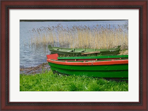 Framed Colorful Canoe by Lake, Trakai, Lithuania I Print