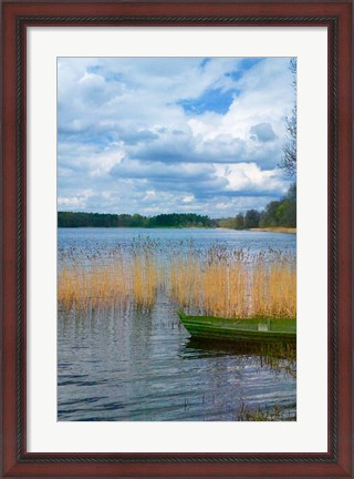 Framed Colorful Canoe by Lake, Trakai, Lithuania II Print