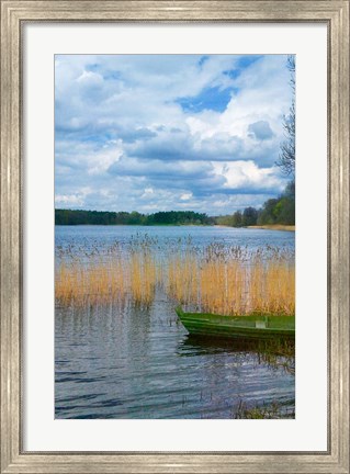 Framed Colorful Canoe by Lake, Trakai, Lithuania II Print