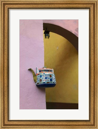 Framed Wall Decorated with Teapot and Cobbled Street in the Old Town, Vilnius, Lithuania III Print