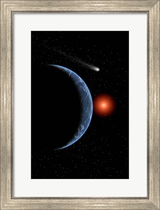 Framed Comet passing the Earth on its journey around the Sun Print