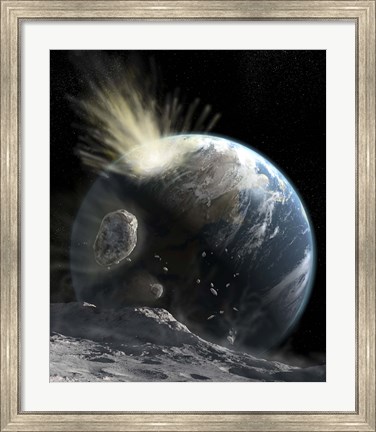 Framed catastrophic Comet impact on Earth Print