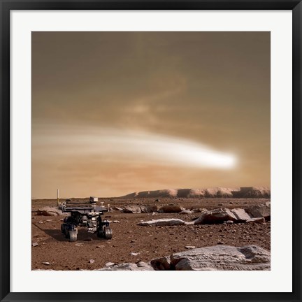 Framed Close pass of Comet C/2013 A1 over Mars Print