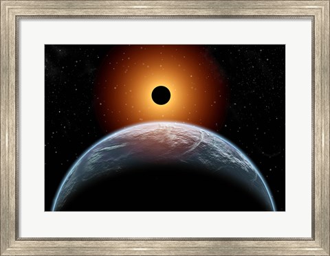 Framed total Eclipse of the Sun as seen from being in Earth&#39;s orbit Print