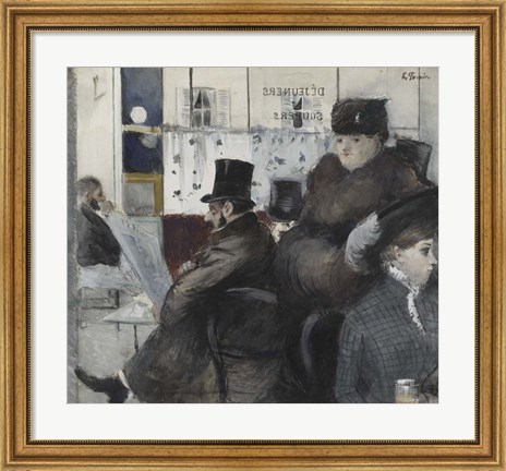 Framed Interior Of The Cafe Nouvelle Athenes Print