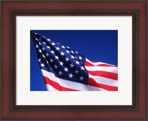 Framed American Flag Waving in the Wind Print