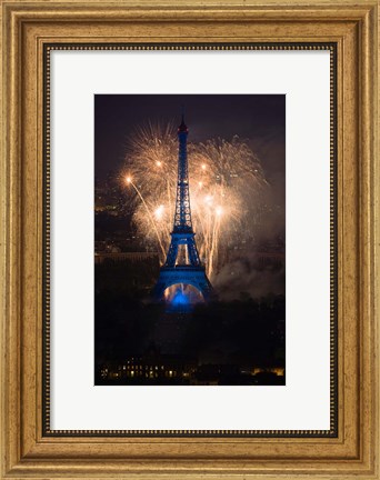 Framed Fireworks at the Eiffel Tower Print