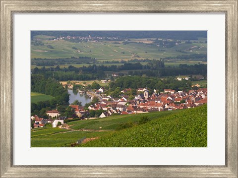 Framed View of Vallee de la Marne River and Vineyards Print