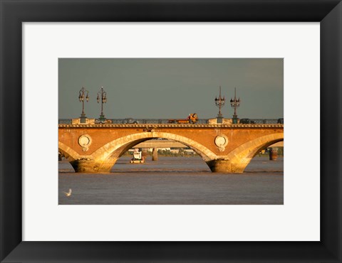 Framed Old Pont de Pierre Bridge on the Garonne River Print