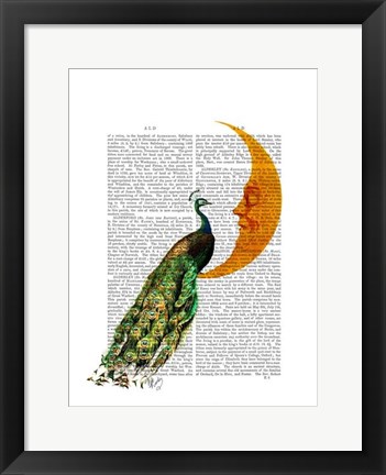 Framed Peacock on the Moon Print