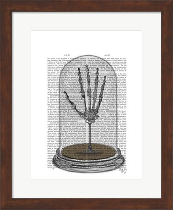 Framed Skeleton Hand In Bell Jar Print