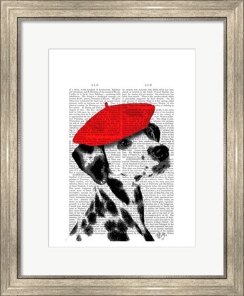 Framed Dalmatian With Red Beret Print