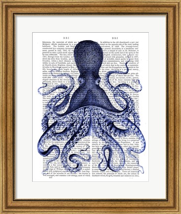 Framed Blue Octopus 3 Print